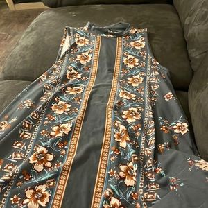 Gray floral print dress